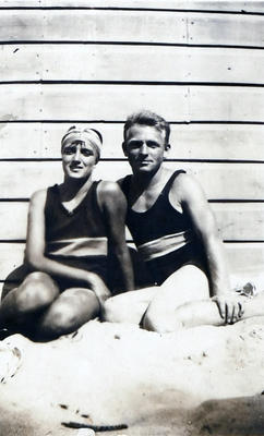 Olive Pender-Smith and Ken J Broughton, Hon. Treasurer of Manly Surf Club