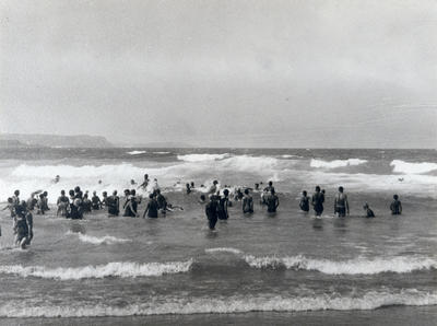 Bathers in the water at Manly Beach