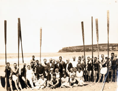 Members of North Steyne Surf Lifesaving Club on the beach