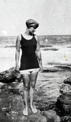 Isabel Letham wearing a Canadian swimming costume consisting of pants and top