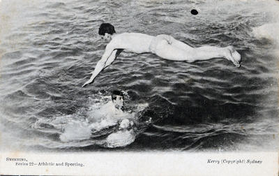 boy diving in