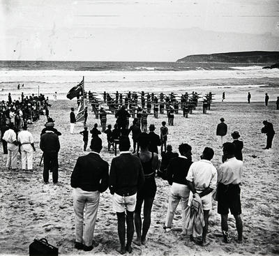 Lifesavers practising techniques on Freshwater Beach