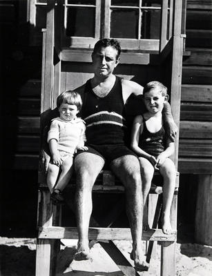 Man and two children