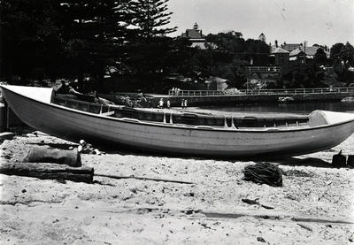 Surf-boat on the sand at Manly Cove