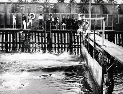 Manly Baths with a race in progress