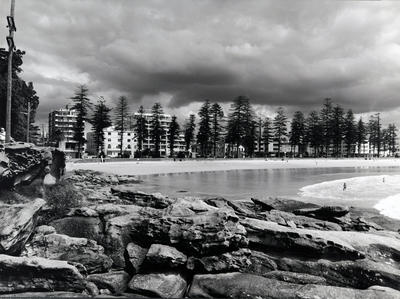 Beach with buildings along the street