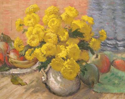 Still life with chrysanthemums