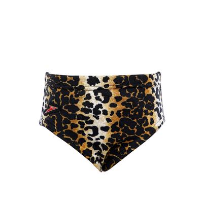 Boys Trunks bri-nylon leopard print black gold and white white drawstring brief machine sewn size 4