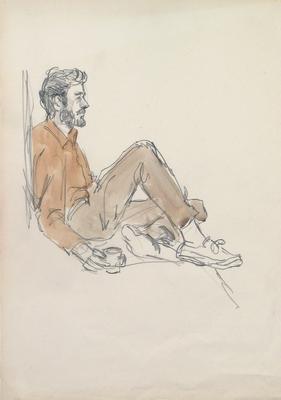 Sketch of man with cup