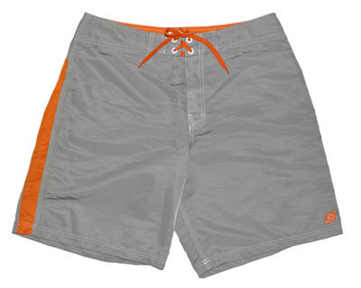 Grey with orange band down sides and across back, orange lace up and velcro down front, Rip Curl printed on back. 100% nylon, size 34.