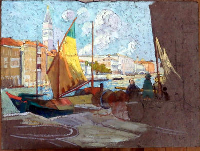 Untitled ( unfinished Venetian scene with Yellow Sail)