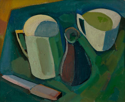 Still Life with jug, bottle, knife