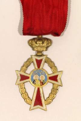 Order of St Peter and St Paul, an honour of the Antioch Orthodox Church with the title of Officer in blue box - both medal on red ribbon and Star