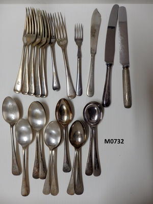 Assorted cutlery from Steyne Hotel, different years and styles