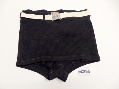 Black wool skirted style trunks with white cotton