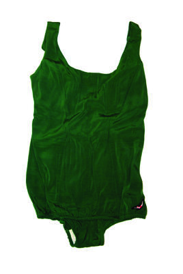 Faille rayon green V shaped back adjustable straps loose fitting. See 260 same style.