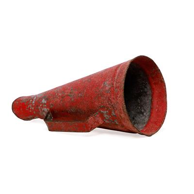 Red metal loud hailer with red handle