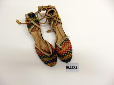 cotton crochet sandals - multicoloured - leather soles