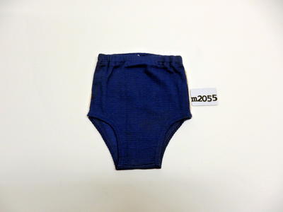 Blue cotton knit trunks with white trim