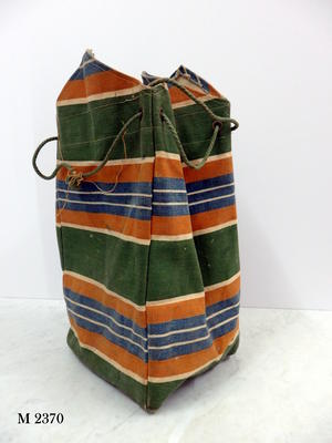 Striped canvas bag with drawstring