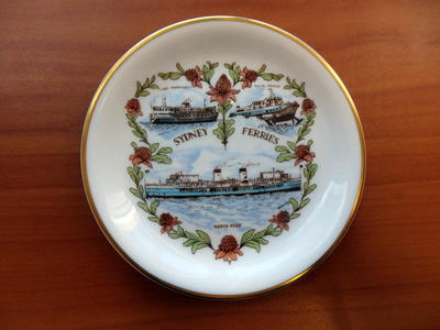 small china plate as souvenir of Sydney ferries