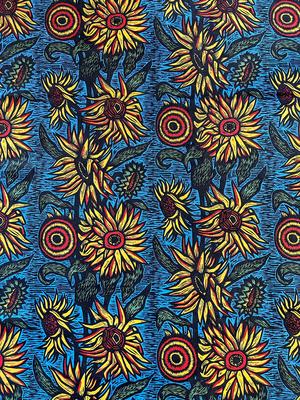 Mambo Yellow House Sunflower, 1990, screenprinted fabric