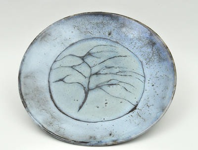 Plate with blue glaze