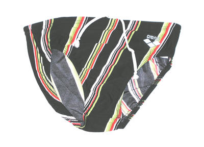 Nylon lycra black white red green diagonal striped logo on LHF SM85 elastic legs drawstring waist white nylon crotch lining machine made, nylo9n, lycra, elastane speedo shape