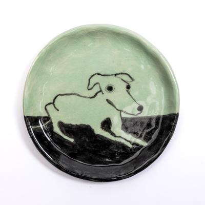 Handformed ceramic plate - Young Dog