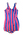 Bri-nylon navy blue red and white in vertical stripes skirt front high v-back two seams down front machine sewn