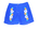 Royal blue men's board shorts with 2 printed panels at front of blue, orange & white flowers. Waist fastens with large stud. Velcro front opening and pocket closure at right back. Machine stitched in white. No lining. These are made from quick drying nylo