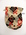 Cotton red crosses grey squares black hatched squares on white red and white drawstring slight barrel shape outside zippered pocket machine sewn