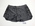 Roxy grey boardshort with black and silver floral pattern on sides of legs. Two silver buttons with Quicksilver inscribed at waist. Back has black lace detail at waist. Back pocket with Roxy Boardshorts logo.