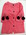 Beach coat, pink terry towelling with black embroided floral design on sleeves, black raffia flowers, black buttons, two pockets on front. 3/3 sleeves