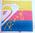 Roxy beach towel: blue, yellow and pink with Roxy name in yellow across the towel.