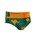 1980 Olympic Games' lycra/nylon green gold white solid and outlined kangaroos gold band across front top LHS inscribed Speedo in green white drawstring brief machine made S18