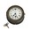 Clock Manly Ferry Baragoola eight day clock metals glass grey rust silver white black round roman numeral face hour and minute hand glass flip top case over face wind up key flared bottom rim