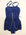 Stretch rayon royal blue, blue and white cord trim on front skirted centre opening flaps incorporating false pockets. Back zipper Lightening, a substantially constructed swimsuit with boning.