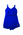 Ribbed rayon rubber blue, blue buckles attaching shoulder straps to front, skirted, panelled front. Logo 4 LHS