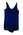 Nylon navy blue Speedo style part skirted front elasticised leg openings panelled front and back, Logo on lower LHS. Appear to be regulation swimsuit,