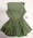 Cotton green with white spots two white flower buttons on both shoulders square neck without sleeves thin adjustable belt machine made matching elasticised bloomers