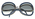 Sunglasses navy blue thick rimmed silver nose piece curled arms large circle variation eye piece