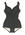 Black bri-nylon lacy full piece padded top with buttoned shoulder straps low back and front skirt panel label inside RHS machine sewn size 34 bust, lined in cream bri nylon to give look of flesh under lace, 'Watersun' logo