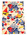 Length of cotton printed material white background with seashells, fish and boat pattern in blue yellow and red