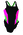 Black front panel pink fluoro side panels and green panels low cut black back green cross back straps lycra fabric diving woman on hop