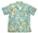 Printed cotton underwater photo-print shirt four white plastic buttons down front Short sleeve blue & yellow ochre colours