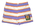 White purple and orange stripes with the logo on the front. Cotton fabric.