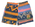 Brightly coloured with zigzags and stripes. Orange, navy, blue and pink. A drawstring front features again giving the shorts a casual design.