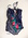 Dark blue one piece with white marks and pink flowers - halter neck and ties at bust