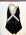 Black nylon one piece with white cross on bodice, neck strap